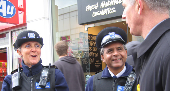 Brian talks to police community support officers